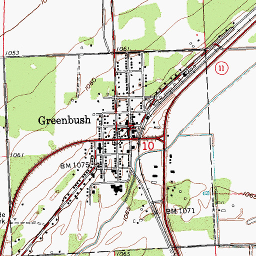 Topographic Map of Greenbush, MN