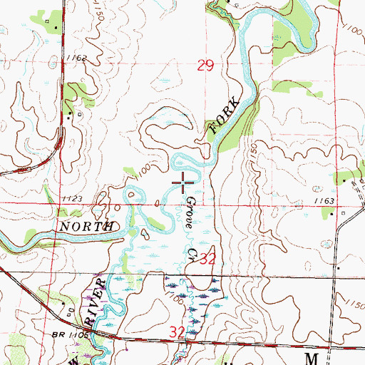 Topographic Map of Grove Creek, MN