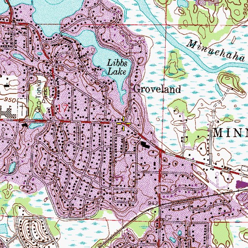 Topographic Map of Groveland, MN