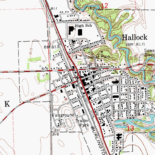 Topographic Map of Hallock, MN
