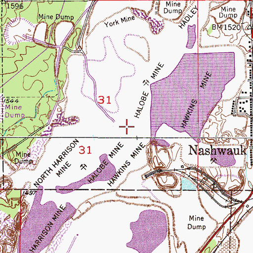 Topographic Map of Halobe Mine, MN