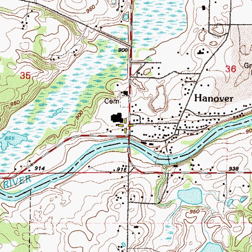 Topographic Map of Hanover, MN
