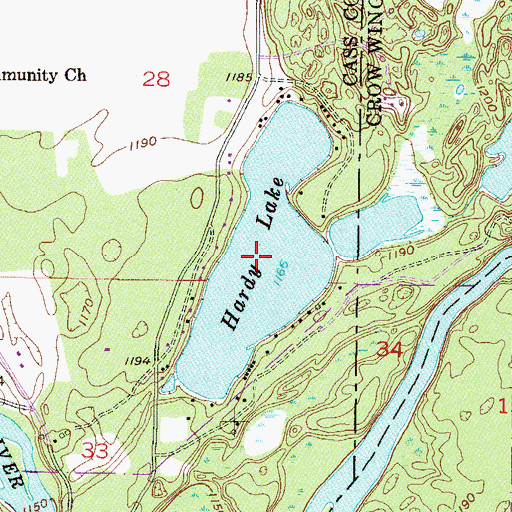 Topographic Map of Hardy Lake, MN