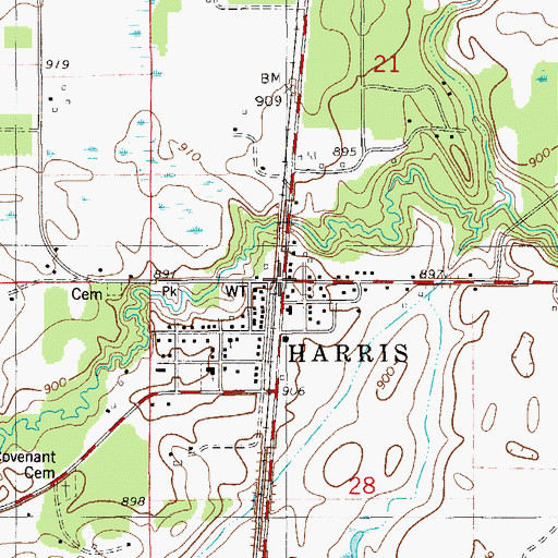 Topographic Map of Harris, MN