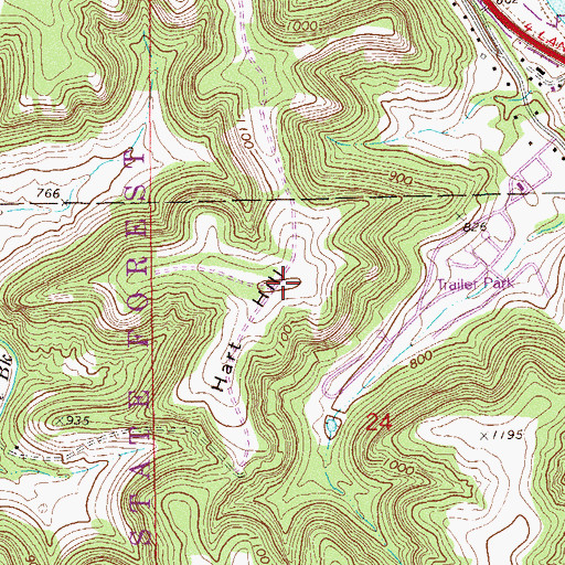 Topographic Map of Hart Hill, MN