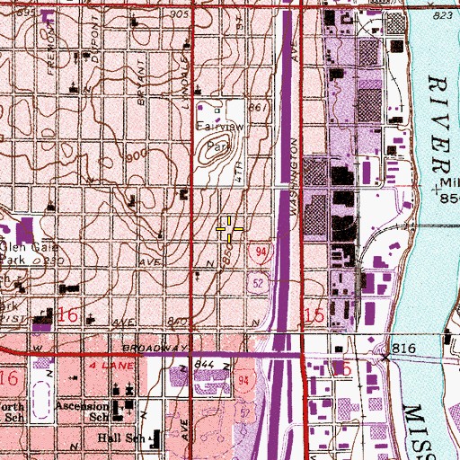 Topographic Map of Hawthorne School, MN