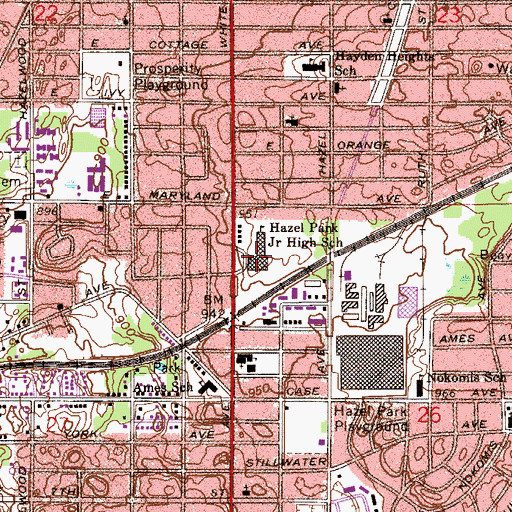 Topographic Map of Hazel Park Junior High School, MN