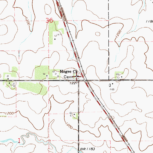 Topographic Map of Hegre Church Cemetery, MN