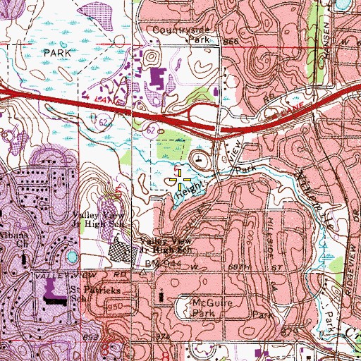 Topographic Map of Heights Park, MN