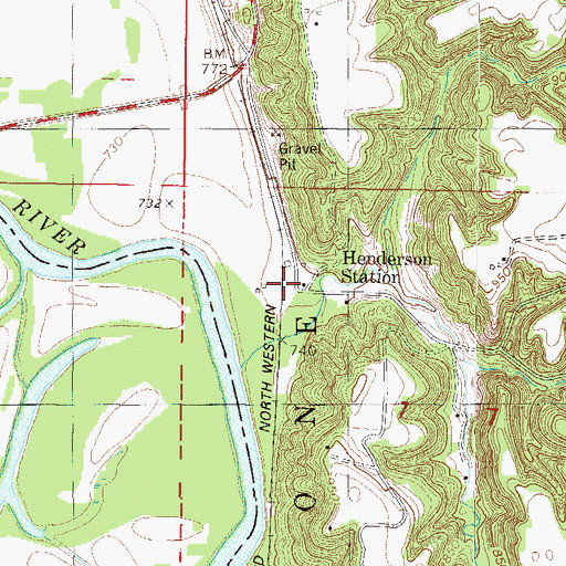 Topographic Map of Henderson Station, MN