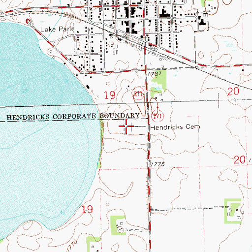 Topographic Map of Hendricks Cemetery, MN