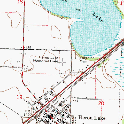 Topographic Map of Heron Lake Memorial Field, MN