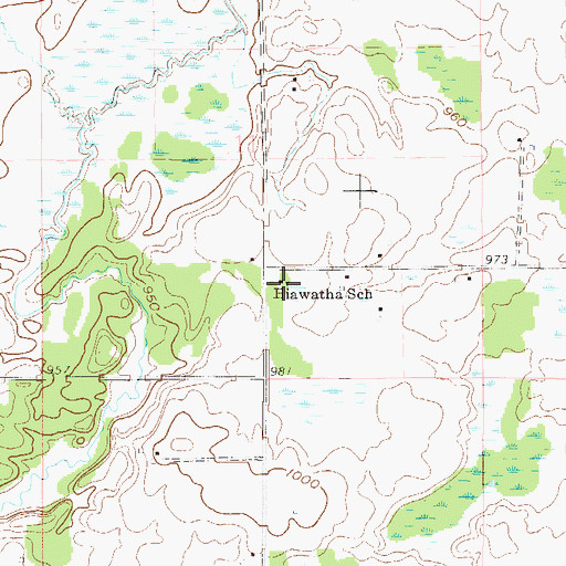 Topographic Map of Hiawatha School, MN