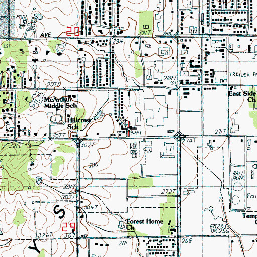 Topographic Map of Highland Drive Christian Church, AR