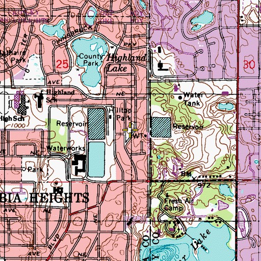 Topographic Map of Hilltop Park, MN