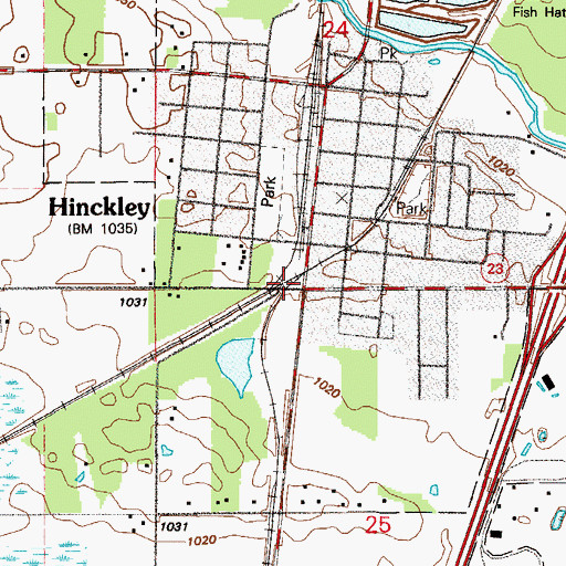 Topographic Map of Hinckley, MN