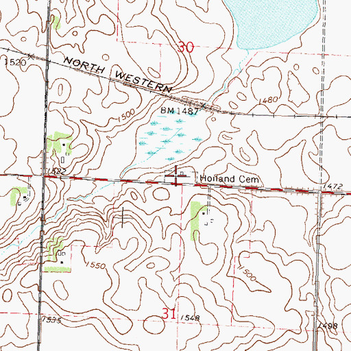 Topographic Map of Hoiland Cemetery, MN