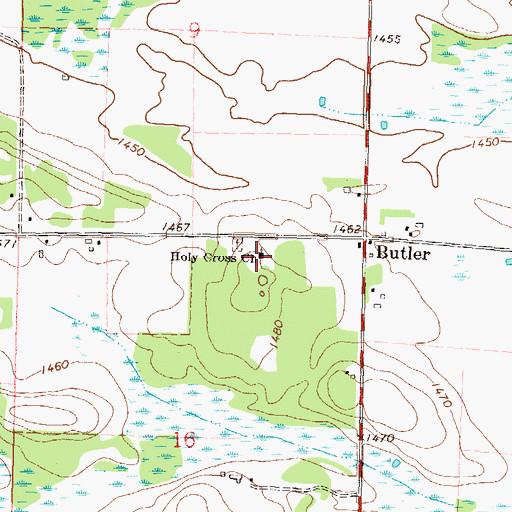 Topographic Map of Holy Cross Church, MN