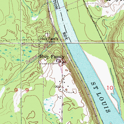 Topographic Map of Holy Family Church, MN