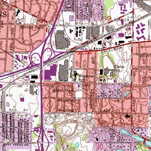 Topographic Map of Hopkins School, MN