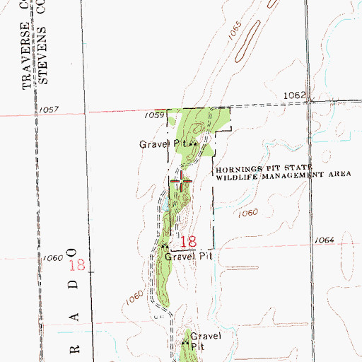 Topographic Map of Hornings Pit State Wildlife Management Ar, MN