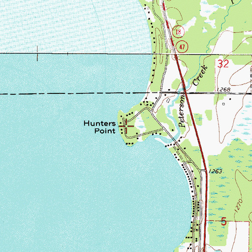 Topographic Map of Hunters Point, MN