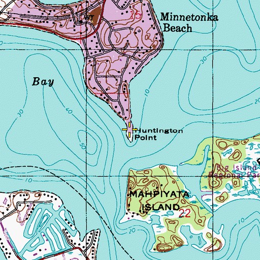 Topographic Map of Huntington Point, MN
