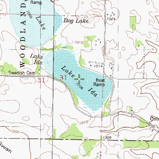 Topographic Map of Lake Ida, MN