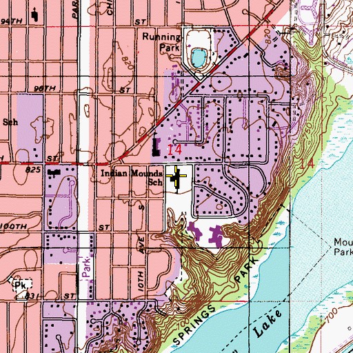 Topographic Map of Indian Mounds Elementary School, MN