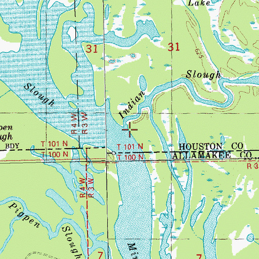 Topographic Map of Indian Slough, MN