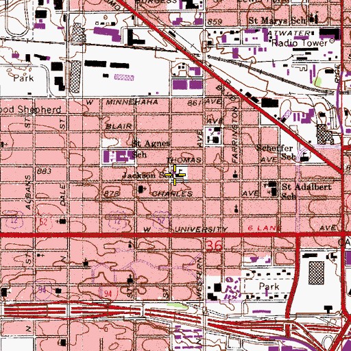 Topographic Map of Jackson School, MN