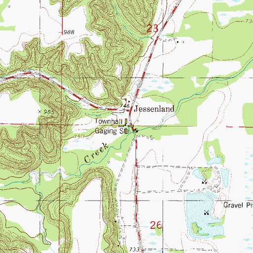 Topographic Map of Jessenland, MN
