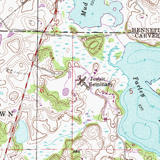 Topographic Map of Crown College, MN