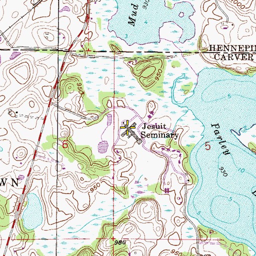 Topographic Map of Crown College, MN