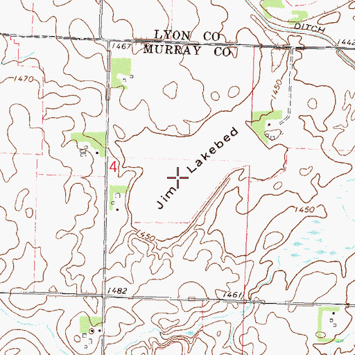 Topographic Map of Jim Lakebed, MN