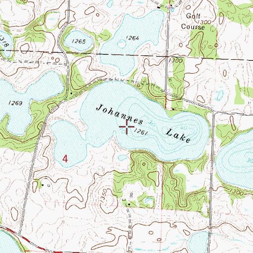 Topographic Map of Johannes Lake, MN