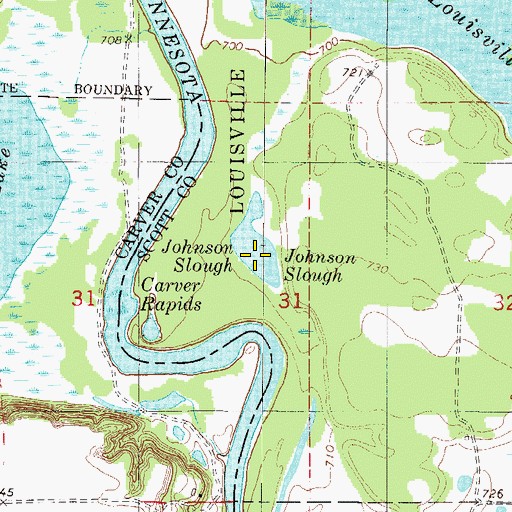 Topographic Map of Johnson Slough, MN