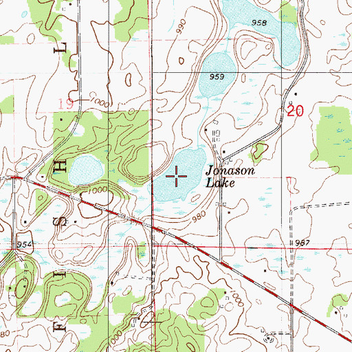 Topographic Map of Jonason Lake, MN