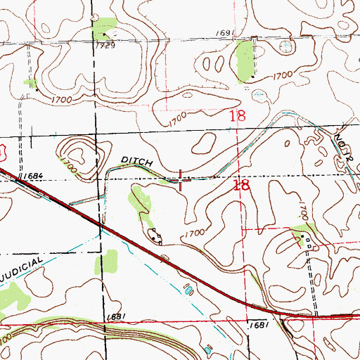 Topographic Map of Judicial Ditch Number Twelve, MN