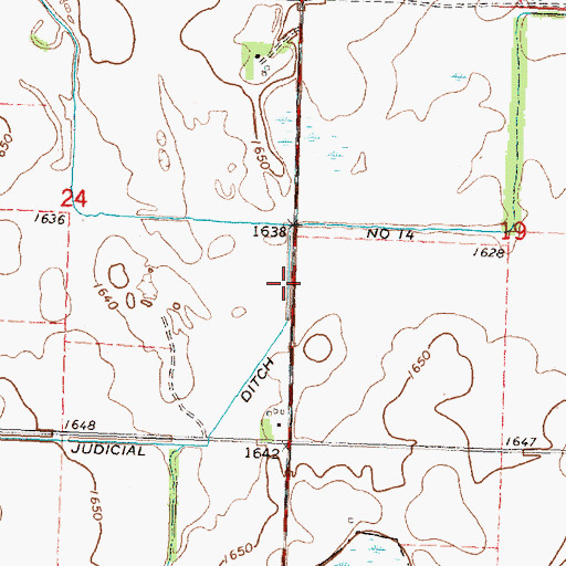 Topographic Map of Judicial Ditch Number Fourteen, MN