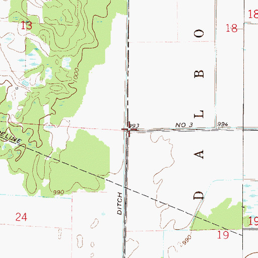 Topographic Map of Judicial Ditch Number Three, MN