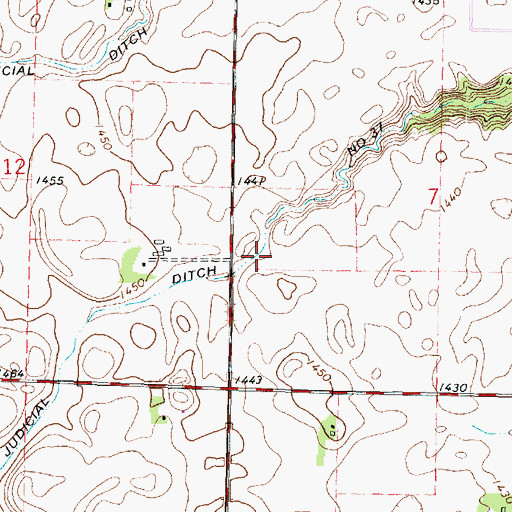 Topographic Map of Judicial Ditch Number Thirtyseven, MN