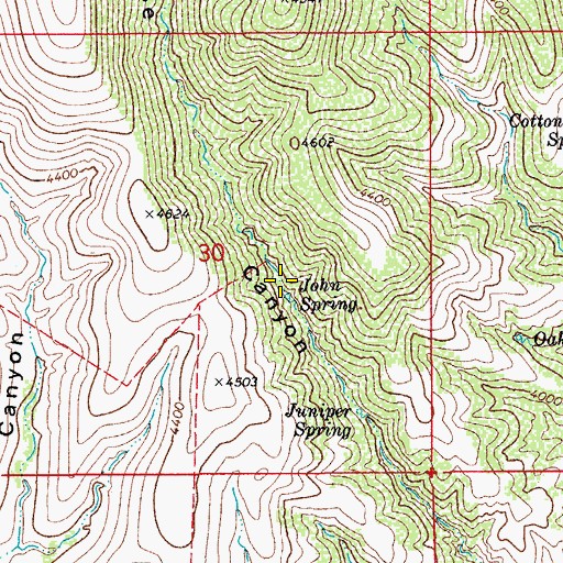 Topographic Map of John Spring, AZ