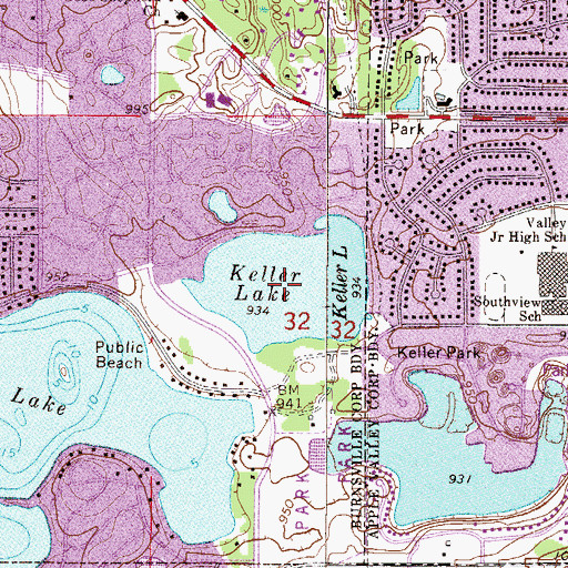 Topographic Map of Keller Lake, MN