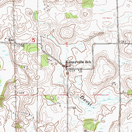 Topographic Map of Kennyville School, MN