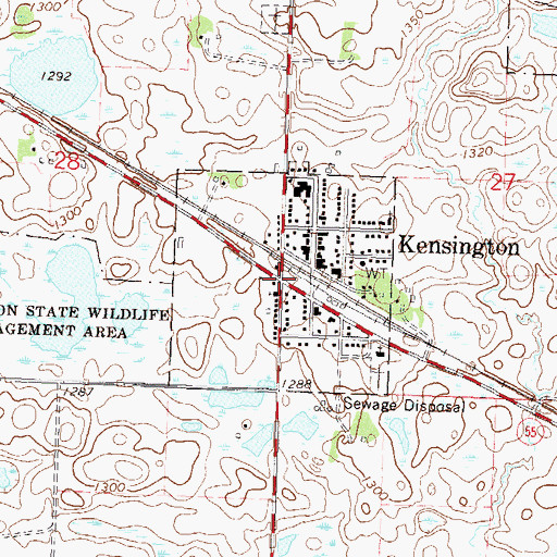 Topographic Map of Kensington, MN