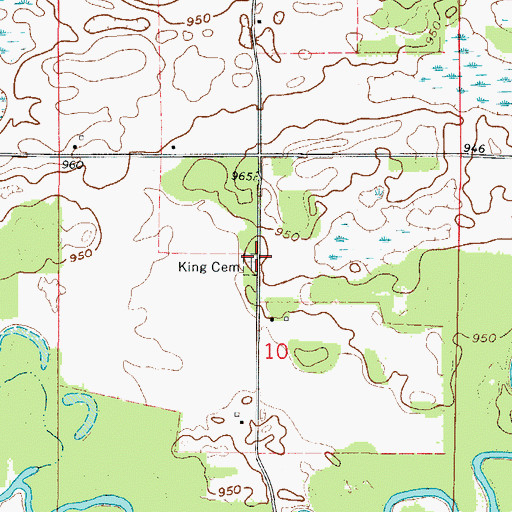 Topographic Map of King Cemetery, MN