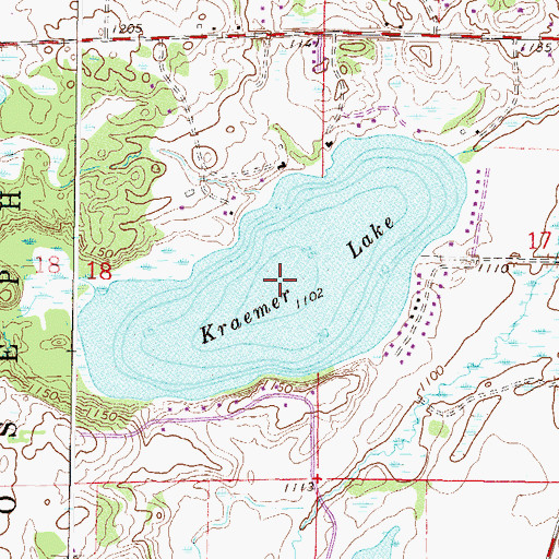 Topographic Map of Kraemer Lake, MN