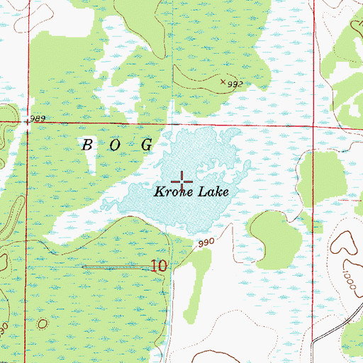 Topographic Map of Krone Lake, MN