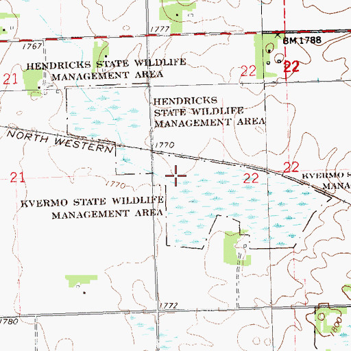 Topographic Map of Kvermo State Wildlife Management Area, MN